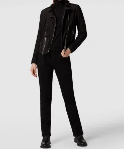 Gipsy Slim Fit Lederjacke Im Biker-Look - Beschichtet - Schwarz