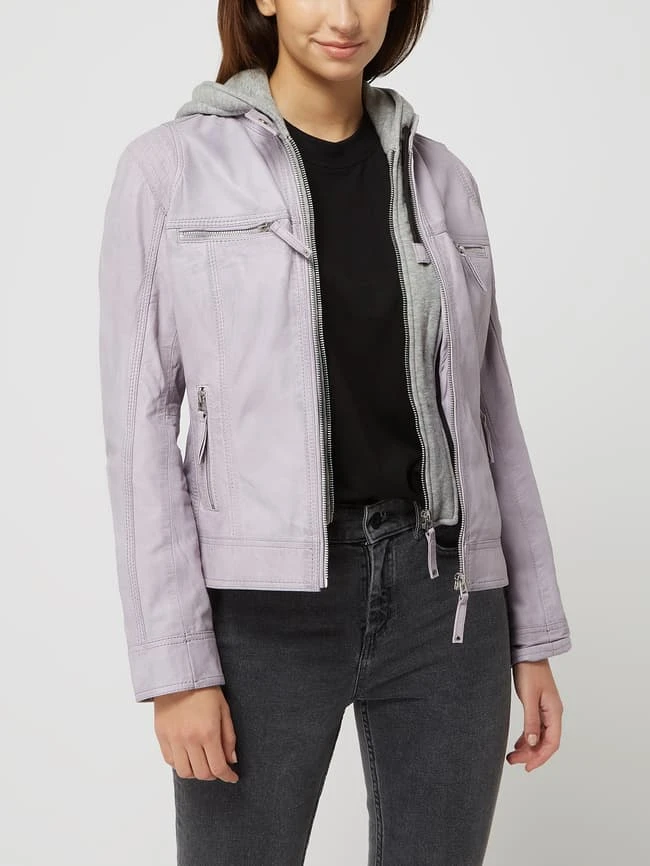 Cabrini Lederjacke Mit Abnehmbarer Kapuze - Flieder 4 Cabrini Lederjacke Mit Abnehmbarer Kapuze - Flieder – Bild 4