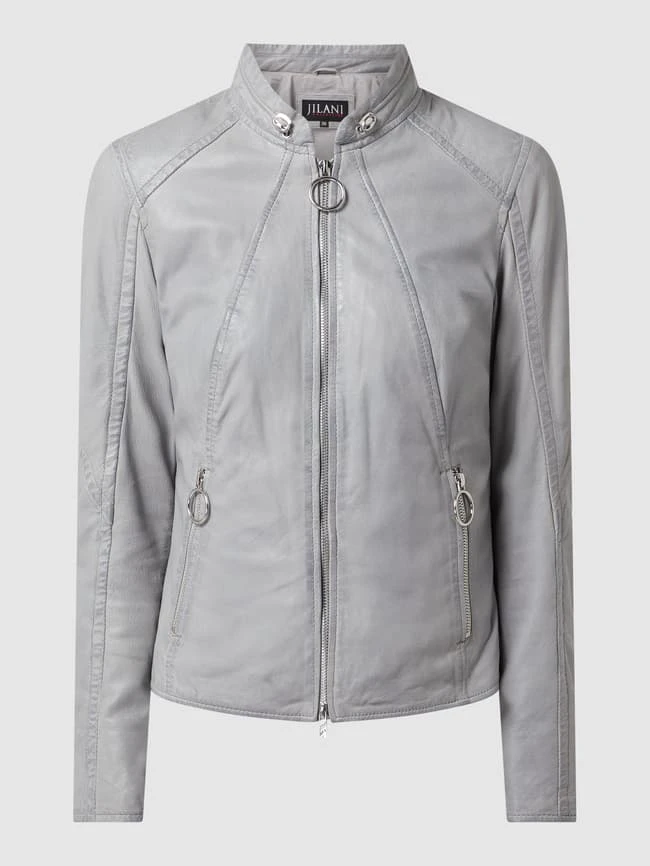 Jilani Lederjacke Im Biker-Look - Hellblau 2 Jilani Lederjacke Im Biker-Look - Hellblau – Bild 2