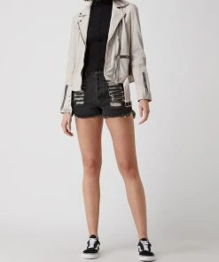 Gipsy Slim Fit Lederjacke Im Biker-Look Modell 'Arisha' - Offwhite