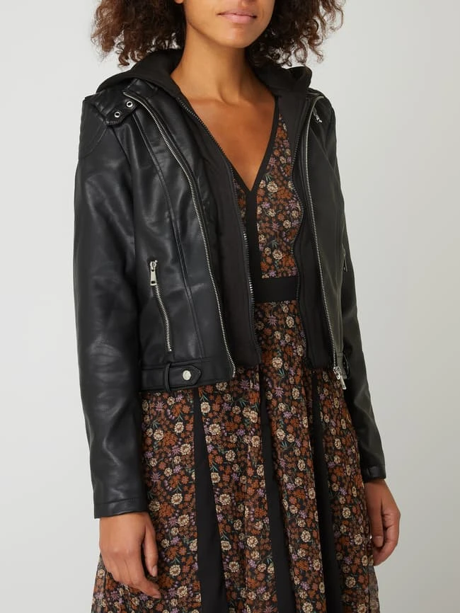 Vero Moda Jacke In Leder-Optik Mit Kapuze Modell 'Cortney' - Schwarz 4 Vero Moda Jacke In Leder-Optik Mit Kapuze Modell 'Cortney' - Schwarz – Bild 4