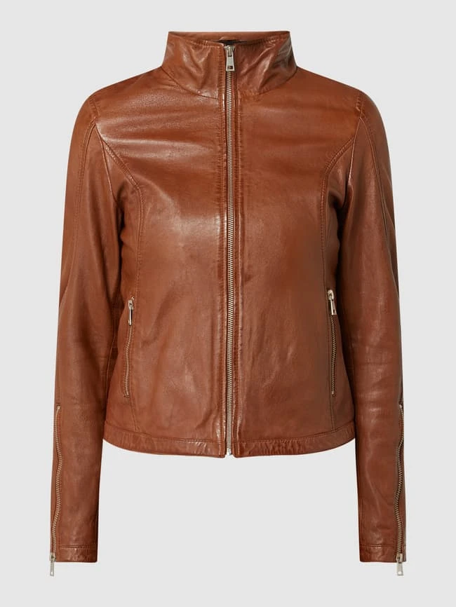 Freaky Nation Lederjacke Im Biker-Look - Camel 2 Freaky Nation Lederjacke Im Biker-Look - Camel – Bild 2