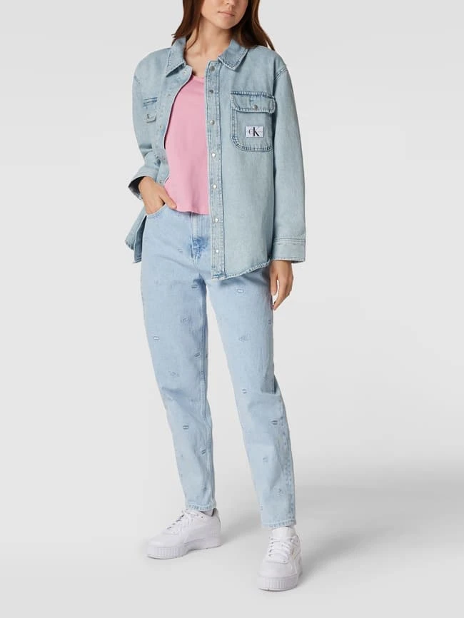 Calvin Klein Jeans Jeansjacke Mit Label-Patch - Hellblau 1 Calvin Klein Jeans Jeansjacke Mit Label-Patch - Hellblau