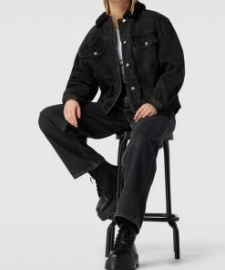 REVIEW Jeansjacke Mit Teddyfell-Kragen - Schwarz