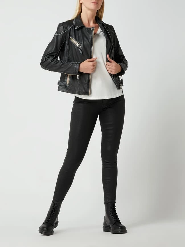 Gipsy Lederjacke Im Biker-Look Modell 'Lulv' - Schwarz 1 Gipsy Lederjacke Im Biker-Look Modell 'Lulv' - Schwarz