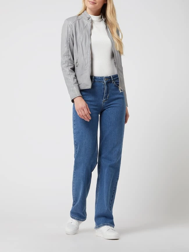 Jilani Lederjacke Im Biker-Look - Hellblau 1 Jilani Lederjacke Im Biker-Look - Hellblau