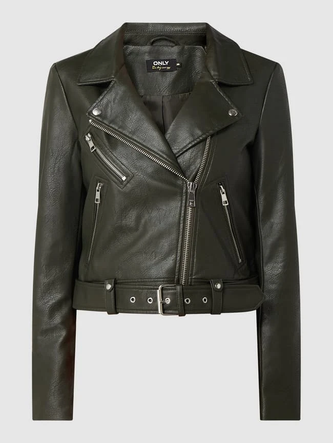 Only Jacke In Leder-Optik Modell 'Valerie' - Dunkelgrün 2 Only Jacke In Leder-Optik Modell 'Valerie' - Dunkelgrün – Bild 2