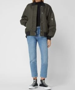 With Black Blouson Mit überschnittenen Schultern Modell 'Kally' - Olivgrün