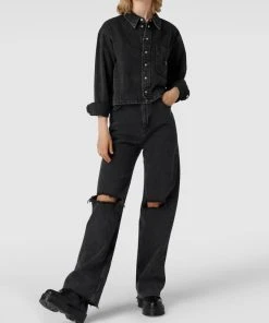 Calvin Klein Jeans Cropped Jeansjacke Mit Label-Patch - Schwarz