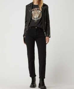 Gipsy Slim Fit Lederjacke Im Biker-Look Modell 'Arisha' - Schwarz