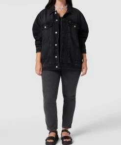 Tommy Jeans Curve PLUS SIZE Jeansjacke Mit Label-Patch Modell 'Trucker' - Schwarz