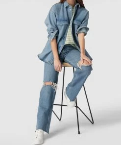 REVIEW Jeansjacke Mit Pattentaschen - Blau