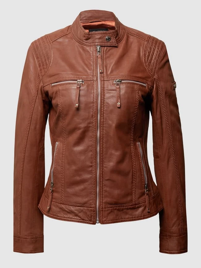 Cabrini Lederjacke Im Biker-Look - Cognac 2 Cabrini Lederjacke Im Biker-Look - Cognac – Bild 2