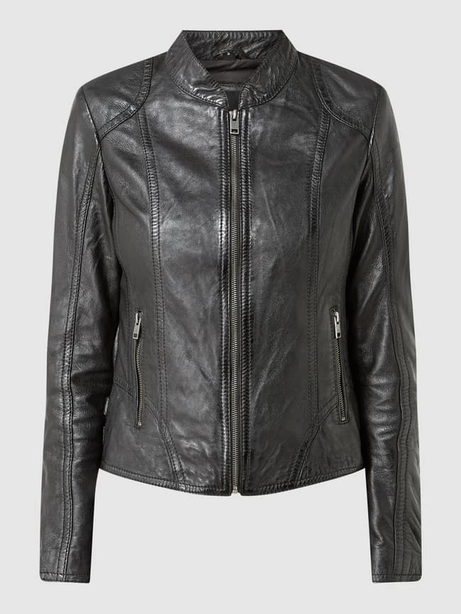 Gipsy Slim Fit Lederjacke Im Biker-Look Modell 'Cait' - Schwarz 2 Gipsy Slim Fit Lederjacke Im Biker-Look Modell 'Cait' - Schwarz – Bild 2