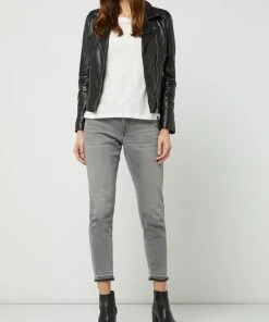 Gipsy Slim Fit Lederjacke Im Biker-Look Modell 'Piper' - Schwarz
