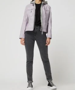 Cabrini Lederjacke Mit Abnehmbarer Kapuze - Flieder