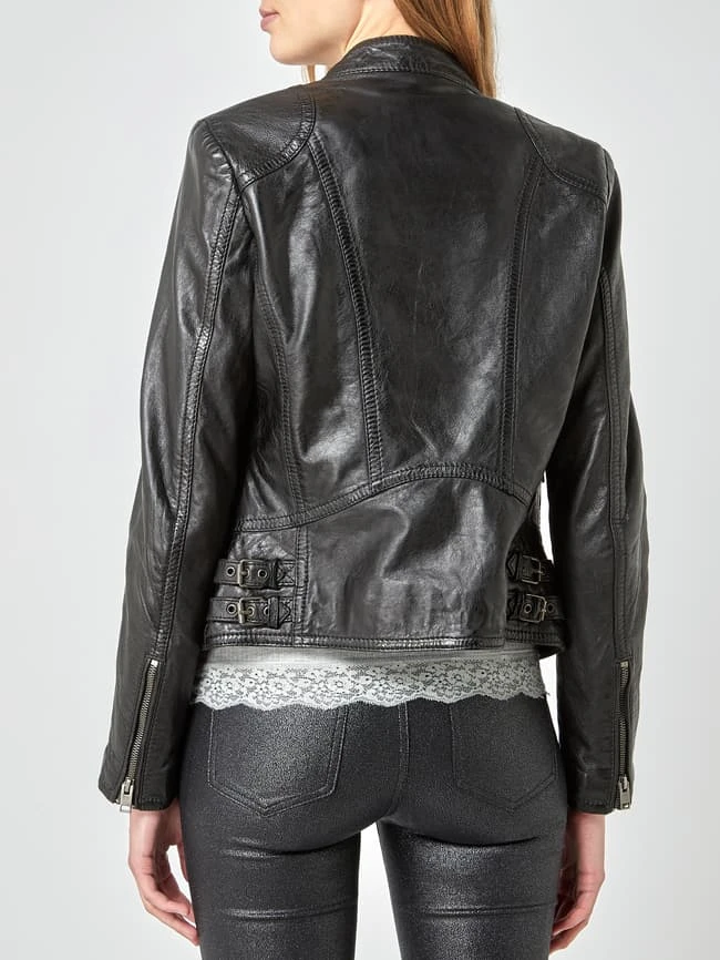 Gipsy Slim Fit Lederjacke Im Biker-Look Modell 'Cait' - Schwarz 5 Gipsy Slim Fit Lederjacke Im Biker-Look Modell 'Cait' - Schwarz – Bild 5