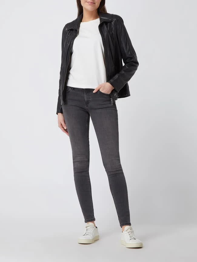 Jilani Lederjacke Mit Reißverschlusstaschen - Schwarz 1 Jilani Lederjacke Mit Reißverschlusstaschen - Schwarz