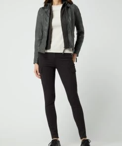 Gipsy Lederjacke Mit Reißverschlussblende - Anthrazit