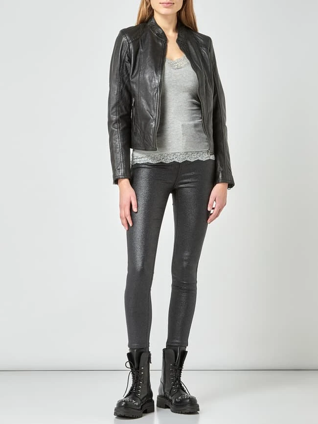 Gipsy Slim Fit Lederjacke Im Biker-Look Modell 'Cait' - Schwarz 1 Gipsy Slim Fit Lederjacke Im Biker-Look Modell 'Cait' - Schwarz