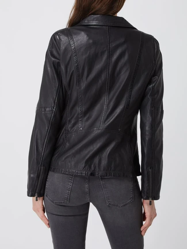 Jilani Lederjacke Mit Reißverschlusstaschen - Schwarz 5 Jilani Lederjacke Mit Reißverschlusstaschen - Schwarz – Bild 5