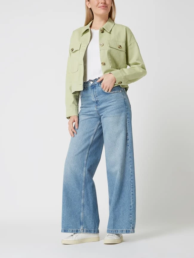 Opus Cropped Jeansjacke Mit überschnittenen Schultern Modell 'Hardil' - Schilf 1 Opus Cropped Jeansjacke Mit überschnittenen Schultern Modell 'Hardil' - Schilf